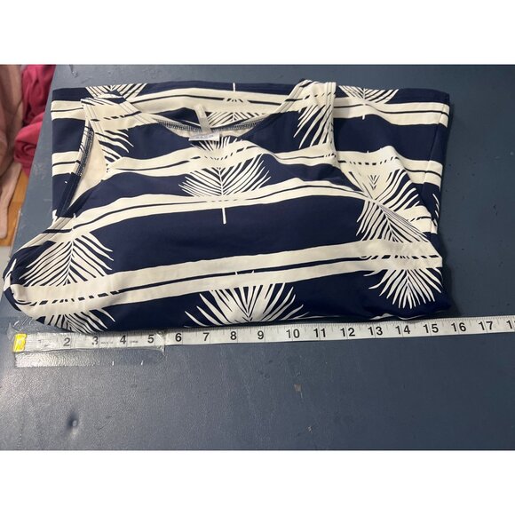 Lands End Tankini Swim Top Size 10 Blue White Palm Print Beach Vacation Resort - Picture 4 of 11